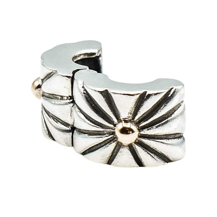 Pandora Retired Sunburst Clip Charm Sterling Silver with 14K Gold Accent