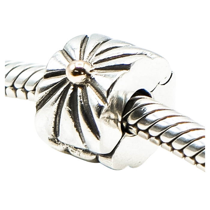 Pandora Retired Sunburst Clip Charm Sterling Silver with 14K Gold Accent