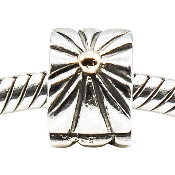 Pandora Retired Sunburst Clip Charm Sterling Silver with 14K Gold Accent