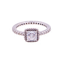 Pandora Retired Timeless Elegance Sterling Silver Clear CZ Square Halo Ring Size 6