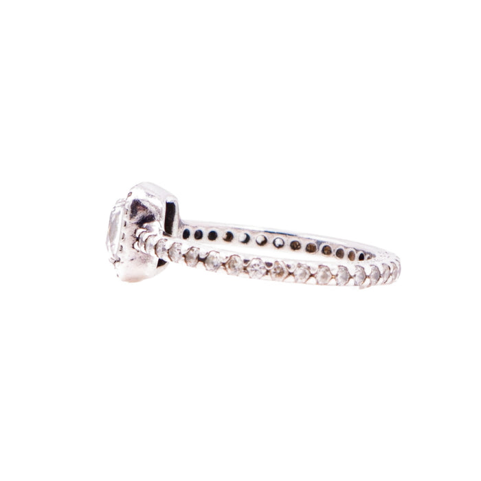 Pandora Retired Timeless Elegance Sterling Silver Clear CZ Square Halo Ring Size 6