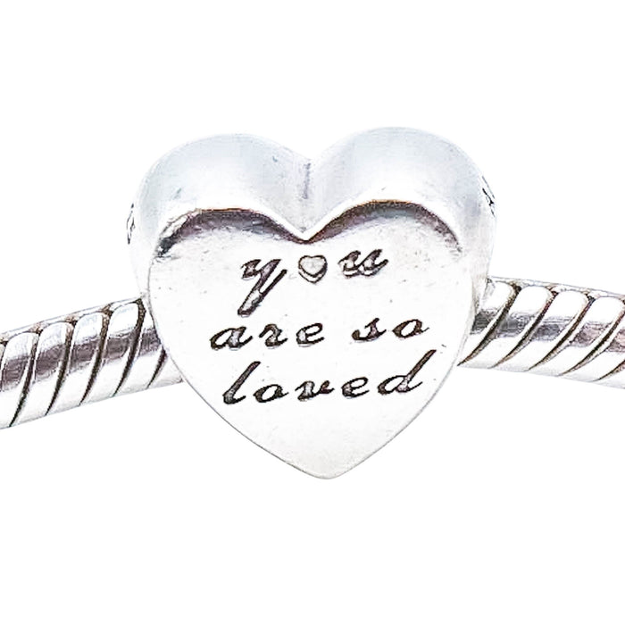 Pandora Retired You Are So Loved Sterling Silver Heart Charm
