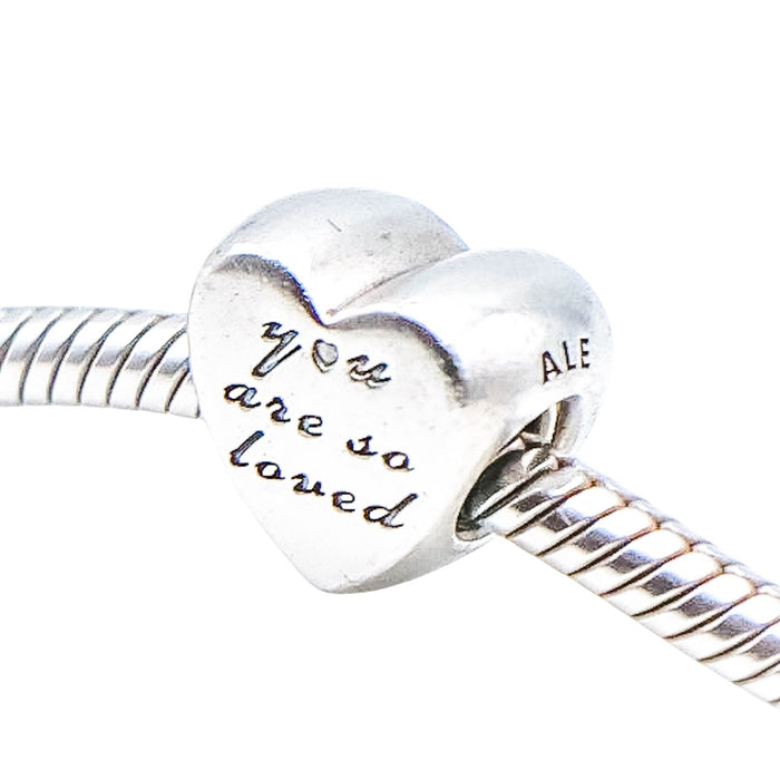 Pandora Retired You Are So Loved Sterling Silver Heart Charm