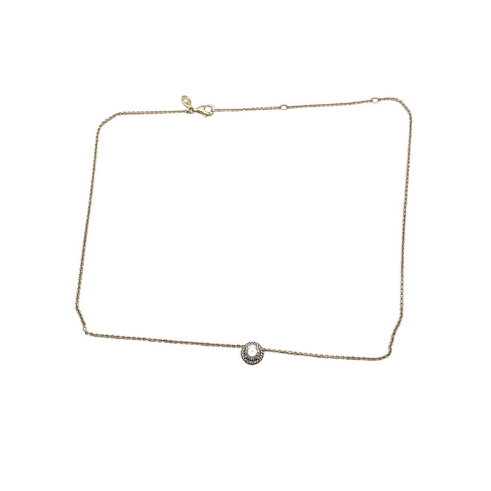 PANDORA Rose Adjustable Length Cable Chain 14K Rose Gold Plated Round Sparkle Halo Necklace