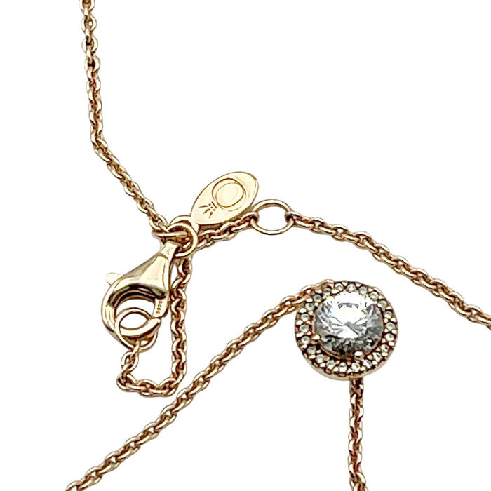 PANDORA Rose Adjustable Length Cable Chain 14K Rose Gold Plated Round Sparkle Halo Necklace
