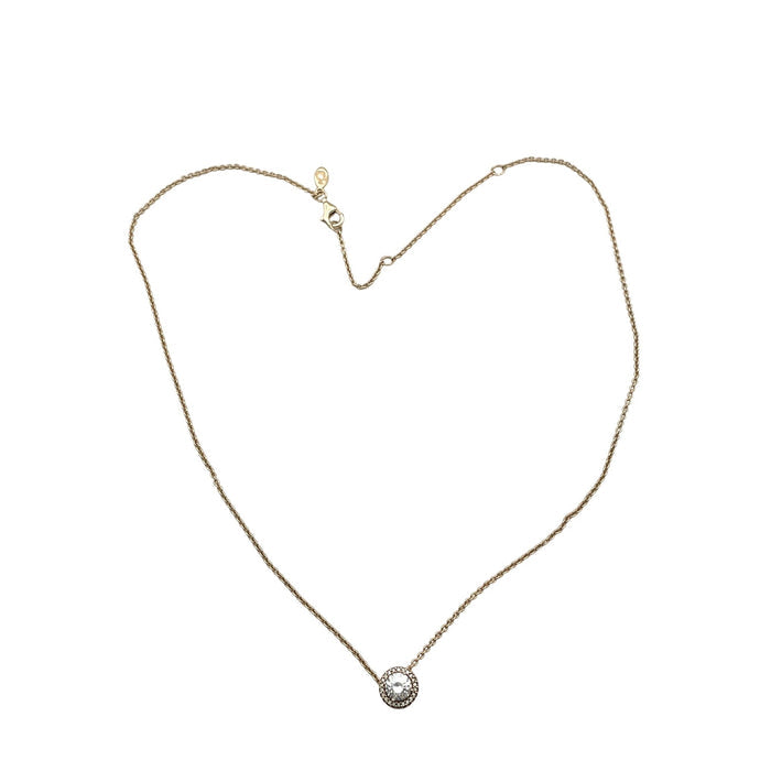 PANDORA Rose Adjustable Length Cable Chain 14K Rose Gold Plated Round Sparkle Halo Necklace