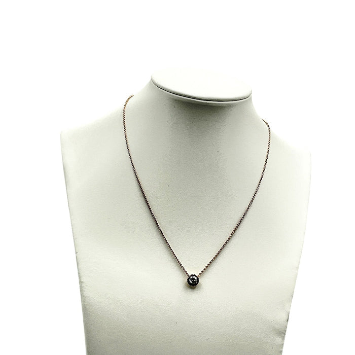 PANDORA Rose Adjustable Length Cable Chain 14K Rose Gold Plated Round Sparkle Halo Necklace