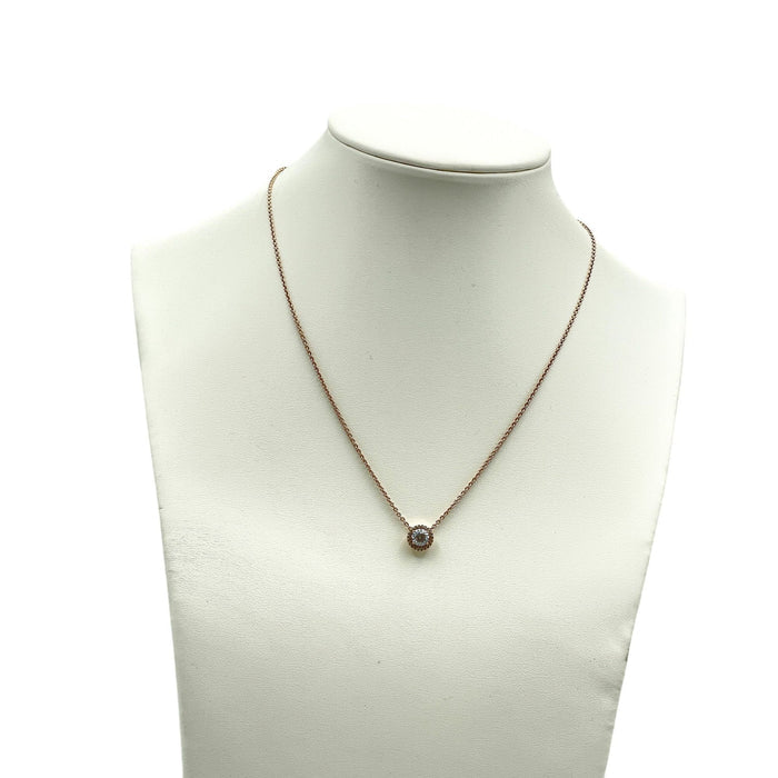 PANDORA Rose Adjustable Length Cable Chain 14K Rose Gold Plated Round Sparkle Halo Necklace