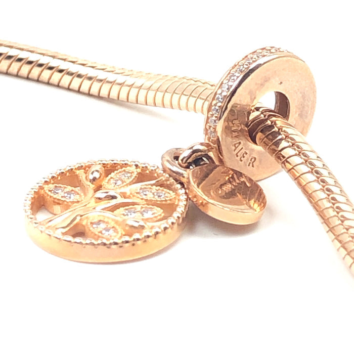 PANDORA Rose™ Family Tree Dangle 14K Rose Gold Plated Charm With Clear Cubic Zirconia