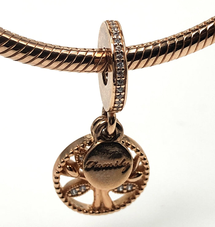 PANDORA Rose™ Family Tree Dangle 14K Rose Gold Plated Charm With Clear Cubic Zirconia