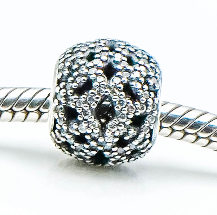 PANDORA Shimmering Lace Sterling Silver Charm Openworks Bead