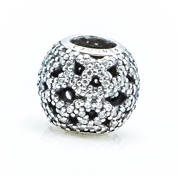 PANDORA Shimmering Lace Sterling Silver Charm Openworks Bead