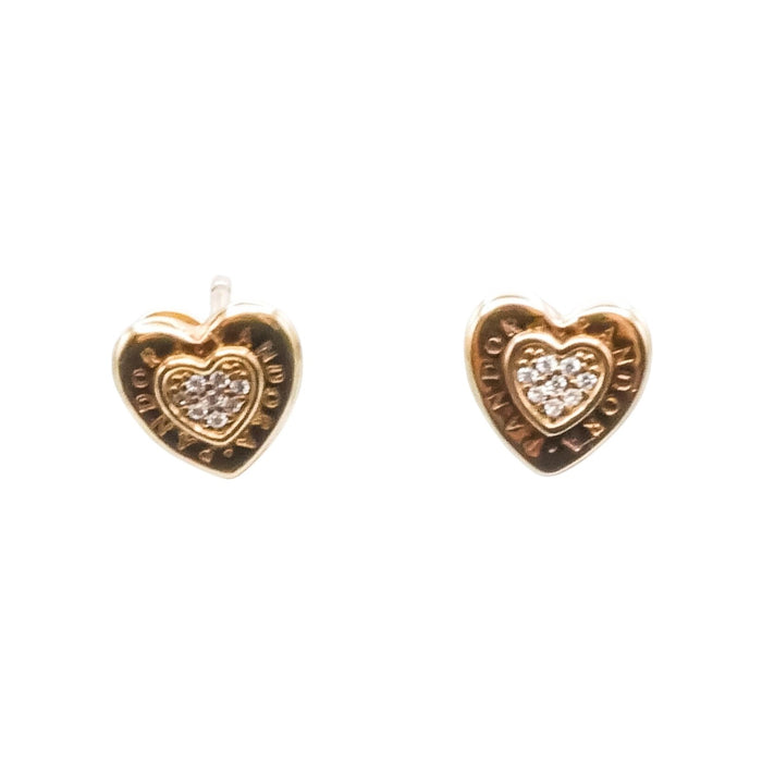 Pandora Shine Signature Heart Stud Earrings with Clear Zirconia – Retired