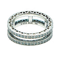 PANDORA Size 5 (50) Double Hearts of Pandora Sterling Silver Ring With Zirconia