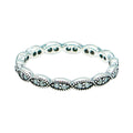 PANDORA Size 7.5 (56) Sparkling Leaves Sterling Silver Stackable Ring With Clear Zirconia
