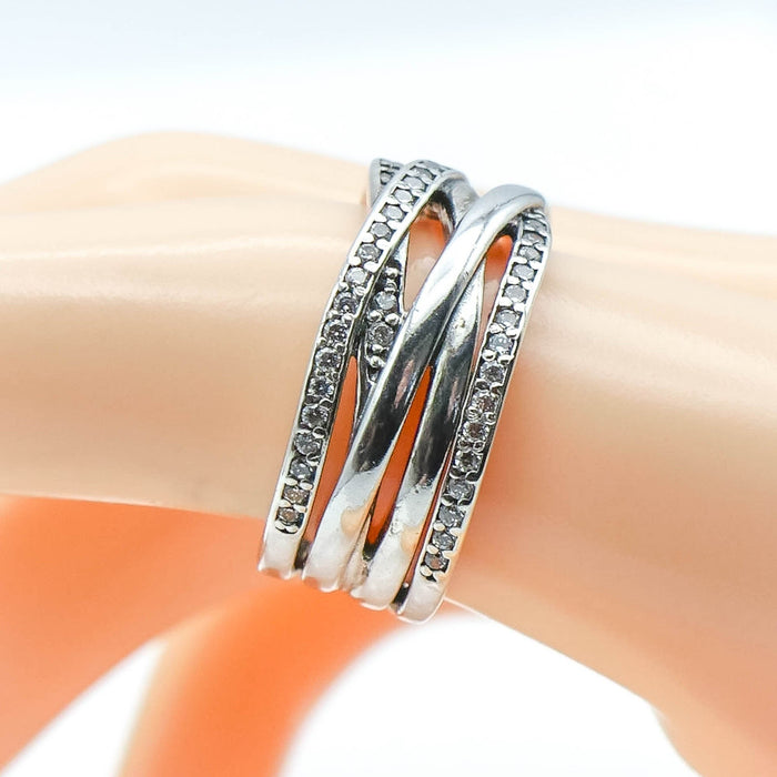 PANDORA Sparkling And Polished Lines Sterling Silver Ring