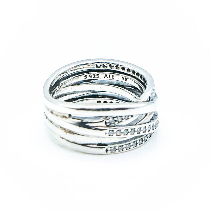 PANDORA Sparkling And Polished Lines Sterling Silver Ring