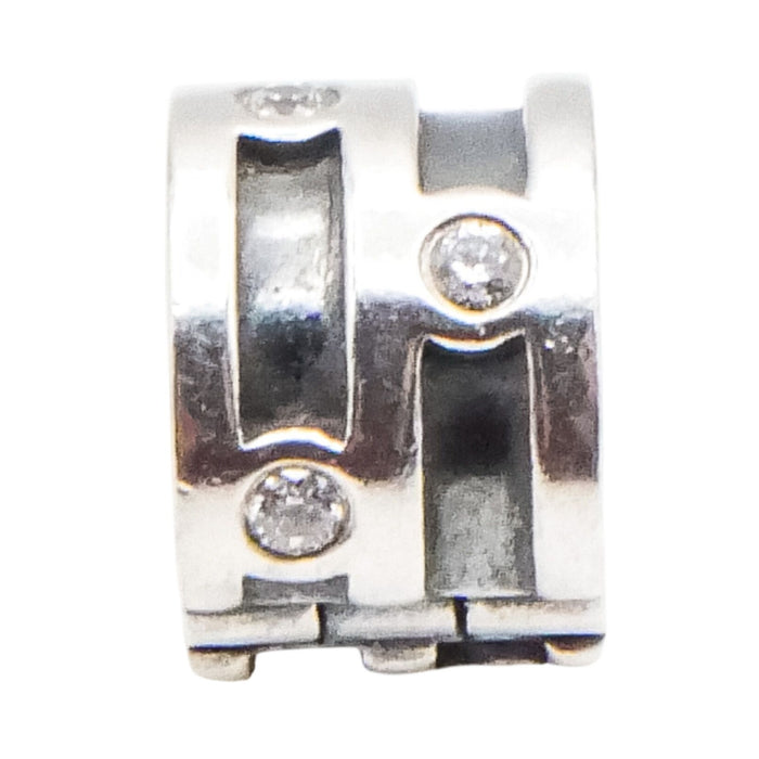 Pandora Sparkling Clip Sterling Silver Charm Retired Clear CZ