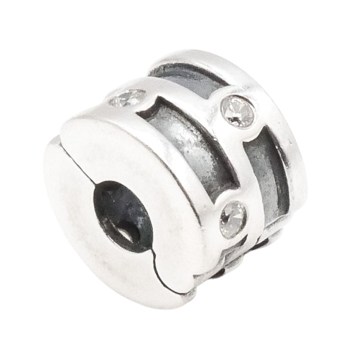 Pandora Sparkling Clip Sterling Silver Charm Retired Clear CZ