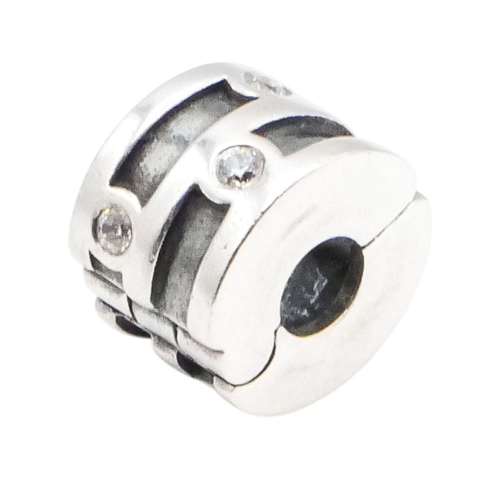 Pandora Sparkling Clip Sterling Silver Charm Retired Clear CZ