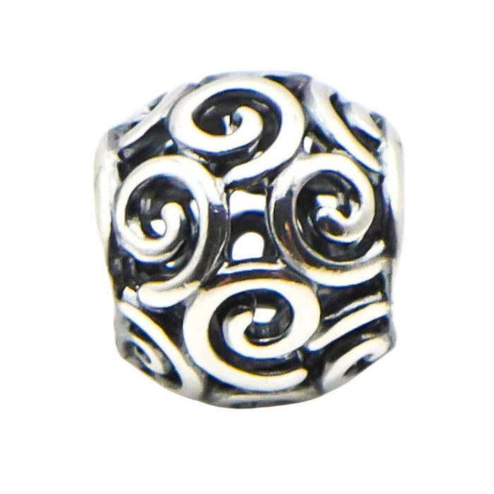 Pandora Sterling Silver Openwork Swirls Charm Retired Scroll Bead Bracelet