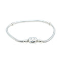 PANDORA Sterling Silver Snake Chain Bracelet With Pandora Logo Heart Clasp - 7.1 Inches