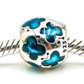 PANDORA Teal Enamel Butterfly Sterling Silver Charm