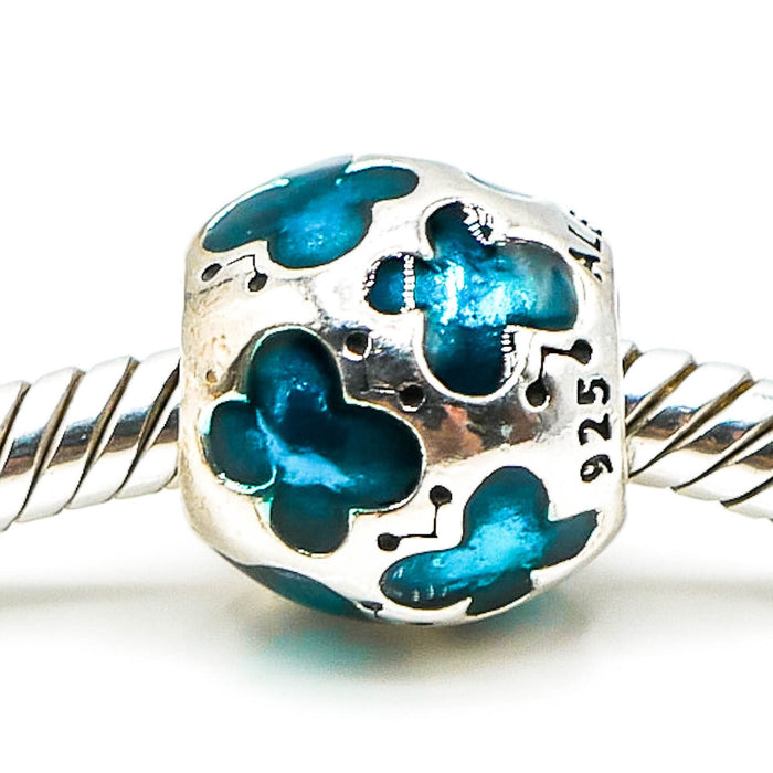 PANDORA Teal Enamel Butterfly Sterling Silver Charm