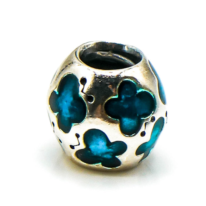 PANDORA Teal Enamel Butterfly Sterling Silver Charm
