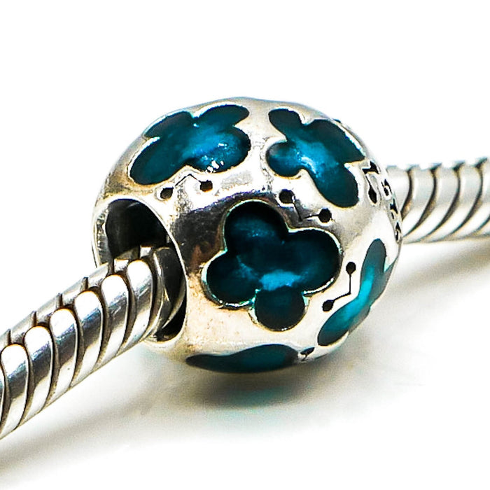 PANDORA Teal Enamel Butterfly Sterling Silver Charm