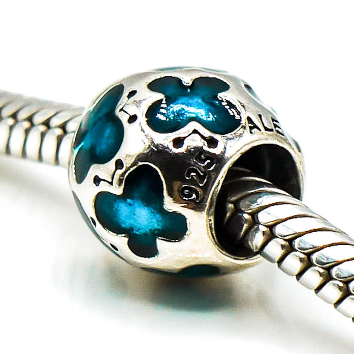 PANDORA Teal Enamel Butterfly Sterling Silver Charm