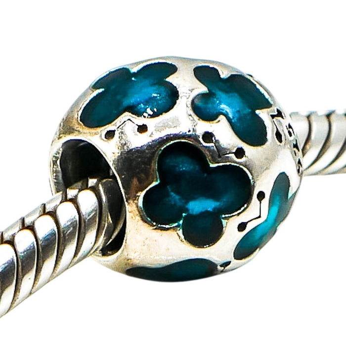 Pandora Teal Enamel Butterfly Sterling Silver Charm