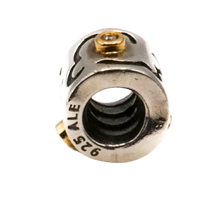 Pandora Very Rare Life's Path Retired Sterling Silver Charm With 14K Gold And Diamonds