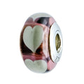 Pandora Violet Murano Glass Charm Grey Hearts Sterling Silver Retired