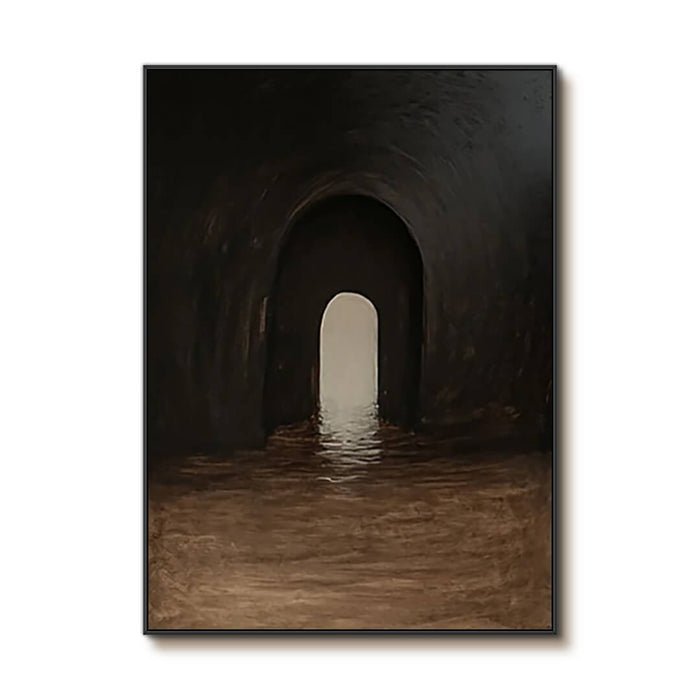 Dark Archway Abstract Painting - Moody Modern Canvas Art for Contemporary Interiors - Passage - Hues Art Lab