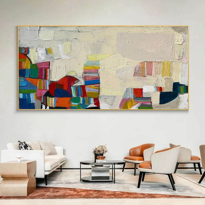 Color Block Abstract Wall Art - Modern Multicolor Canvas Painting - Patchscape - Hues Art Lab