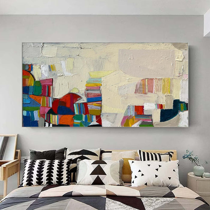 Color Block Abstract Wall Art - Modern Multicolor Canvas Painting - Patchscape - Hues Art Lab