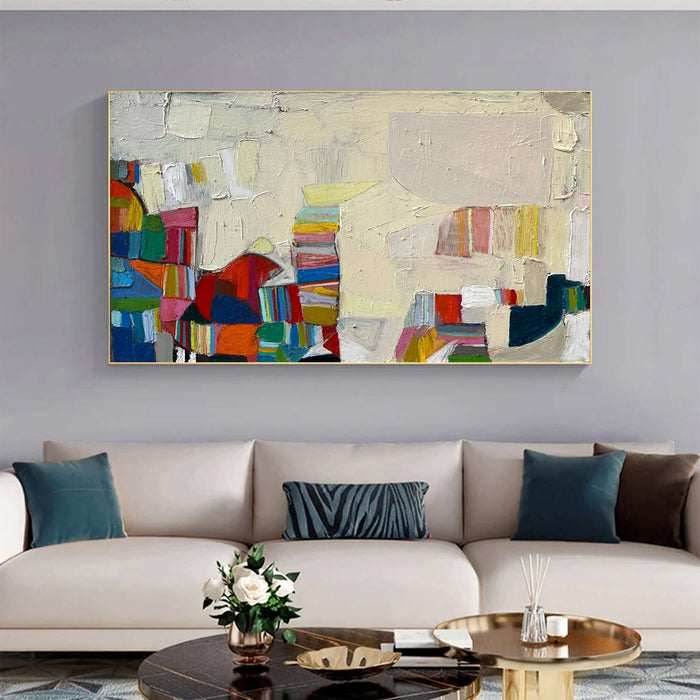 Color Block Abstract Wall Art - Modern Multicolor Canvas Painting - Patchscape - Hues Art Lab