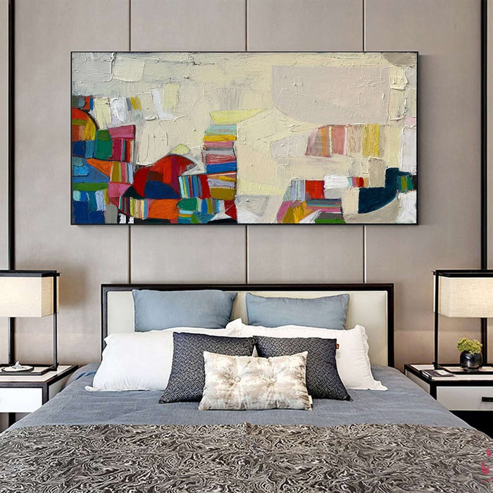 Color Block Abstract Wall Art - Modern Multicolor Canvas Painting - Patchscape - Hues Art Lab