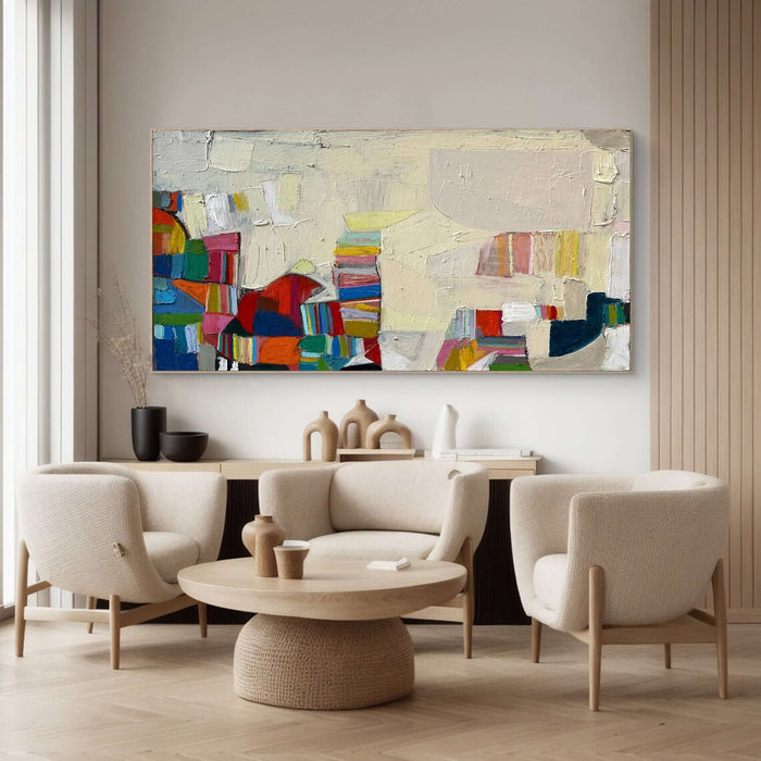 Color Block Abstract Wall Art - Modern Multicolor Canvas Painting - Patchscape - Hues Art Lab