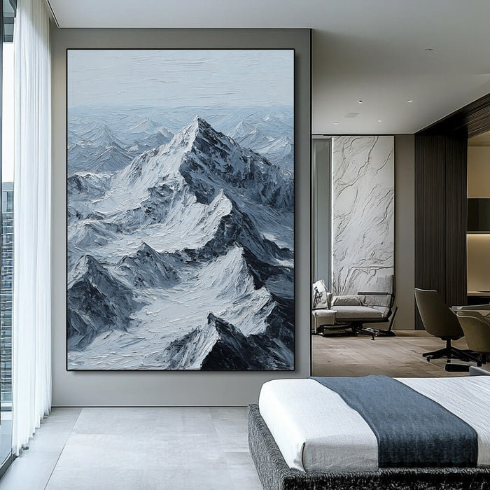 Peak of Will large modern minimalist snow mountain wall art by Hues Art Lab