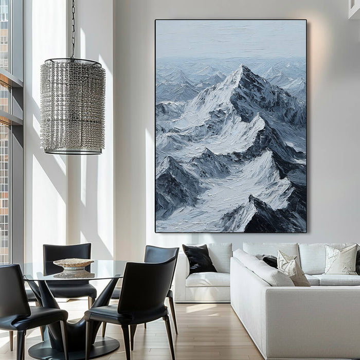 Peak of Will framed canvas print styled in a calm modern room