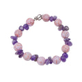 Pink Jasper & Amethyst Beaded Bracelet Toggle Clasp 8.5 Inches