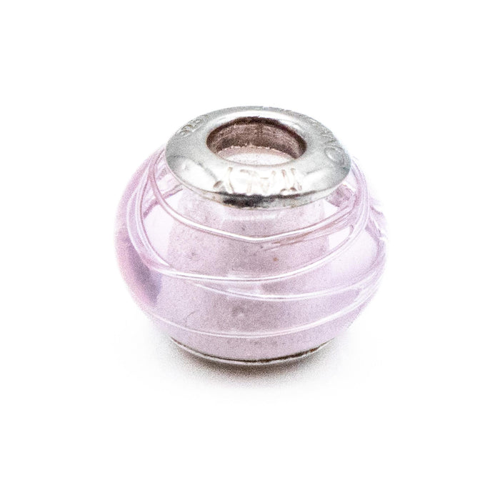 Pink Spirals Murano Glass Charm With Sterling Silver Core