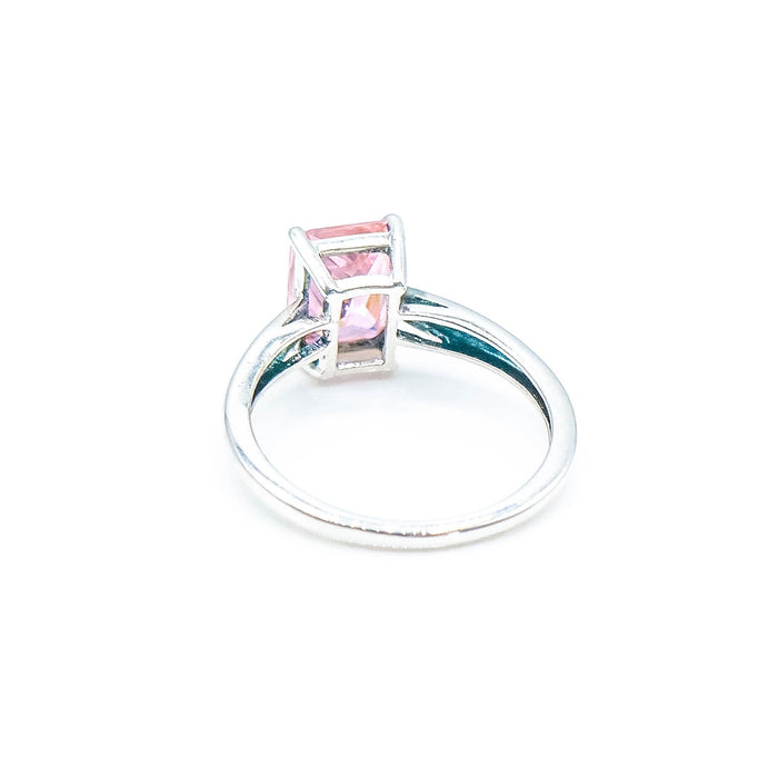 Pink Tourmaline Solitaire Ring Size 5 in Sterling Silver