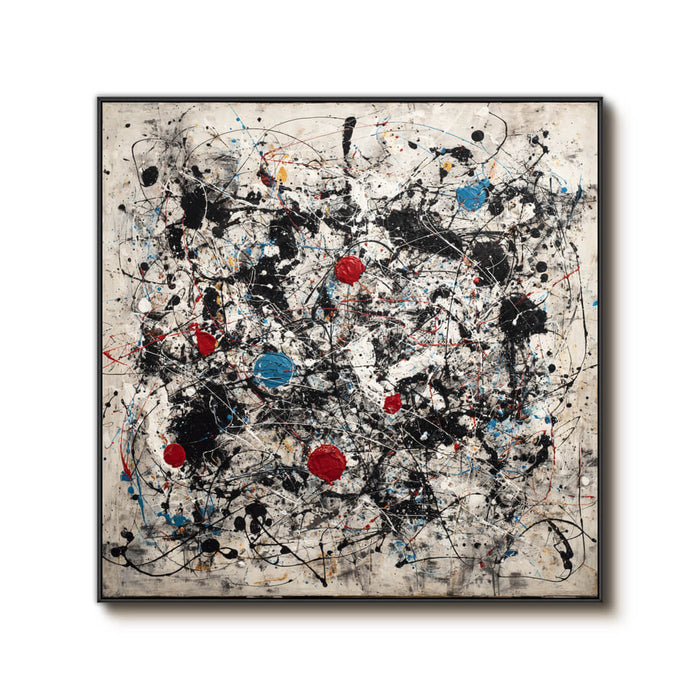 Pollock Inspiration abstract drip painting with expressive layered colors