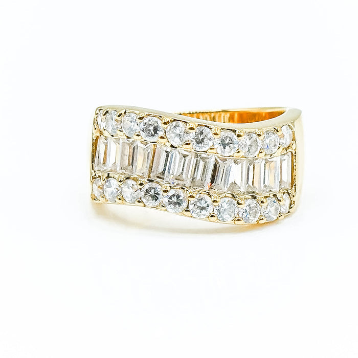 Premier Designs CZ Eternity Ring Size 8.5 Yellow Gold Plated