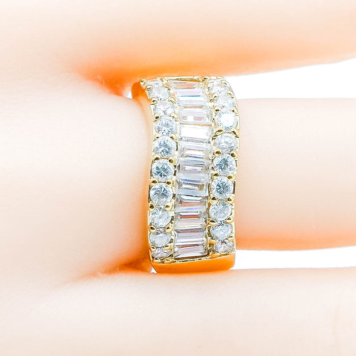 Premier Designs CZ Eternity Ring Size 8.5 Yellow Gold Plated