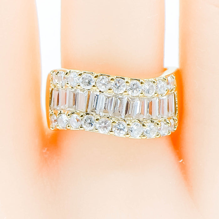 Premier Designs CZ Eternity Ring Size 8.5 Yellow Gold Plated