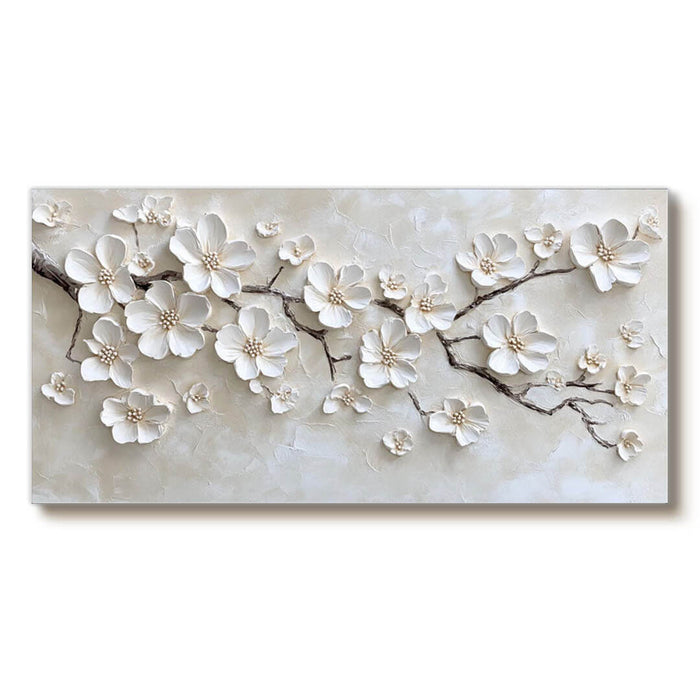 Pure Petals white floral artwork with soft sculpted petals